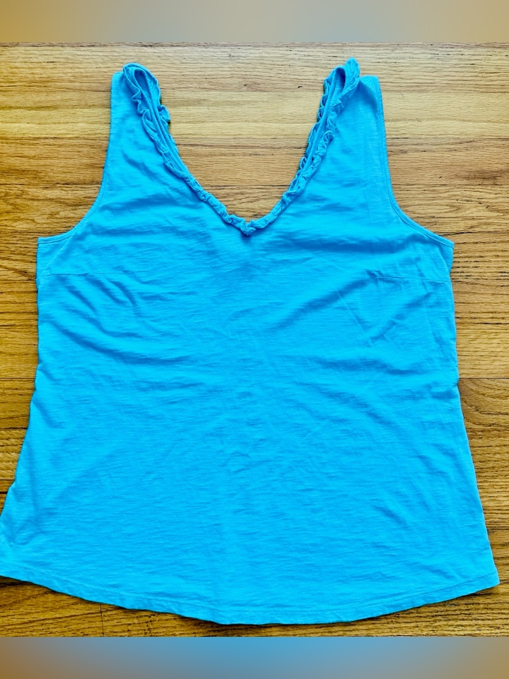 Lilly Pulitzer Large  ‘Gigi’ Ruffle V neck Tank Top in light blue. PTP 19”